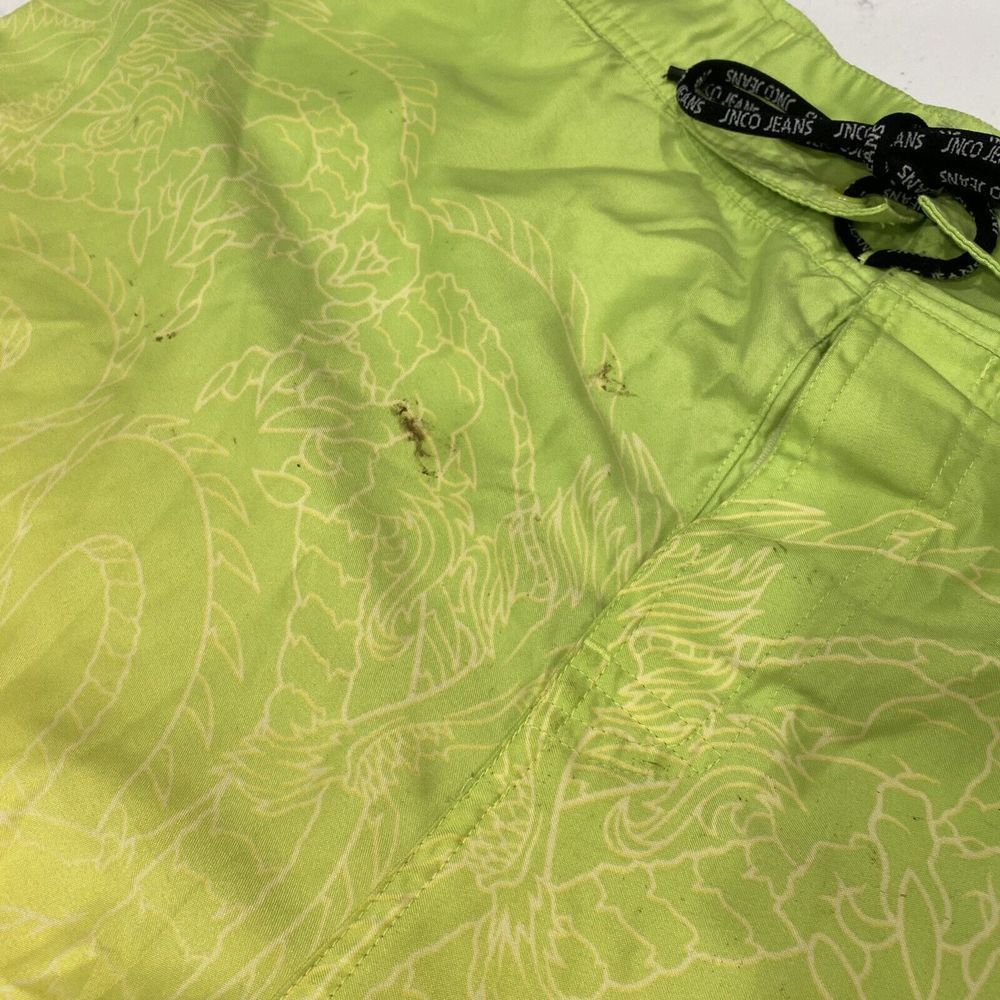 VTG JNCO Jeans Men's Board Shorts Dragon Tribal Neon Size 36 Swim Swimwear 90s - Picture 5 of 8